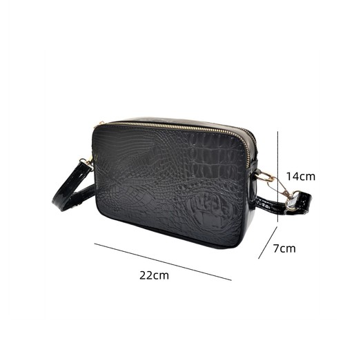 Bolso de hombro pequeño bandolera con patrón de cocodrilo boutique de doble compartimentos para mujer - Imagen 3 de 14
