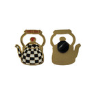 Pot Kettle Teapot Enamel Lapel Pin Mc Inspired Courtly Check Black Checkered Tea