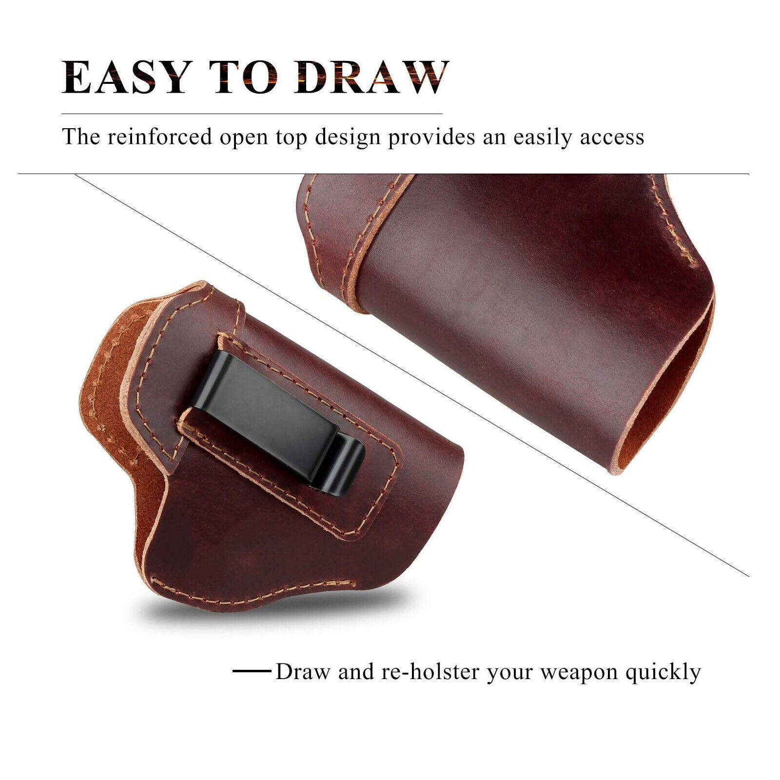 Tactical Leather Pistol Gun Holster Handgun Pouch Concealed Carry IWB