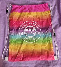 Build A Bear Sling Backpack Rainbow Drawstring Bag Tote Plush Bear Carrier