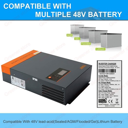 16500W 3PCS 48VDC Solar Hybrid Inverter Charger MPPT 80A 220V Pure Sine Wave - Picture 4 of 13