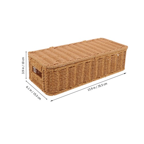European Storage Box Woven Sundries Organizer Containers with Lids - Picture 2 of 12