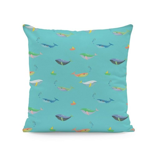 Fun Fuzzy Pillow Cover Blue Ocean Anchor Lobster Fish Cartoon Cushion Cover - Picture 18 of 32