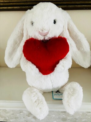 JELLYCAT I AM BASHFUL RED LOVE HEART BUNNY NEW + TAGS MEDIUM