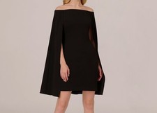 Adrianna Papell Women's Black Crepe Off-the-Shoulder Sheath Dress Size 12