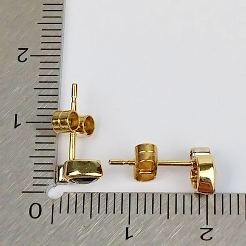 Small Heart Stud Earrings Dark Blue Sapphires & Diamonds 9ct Solid Yellow Gold - Picture 5 of 6