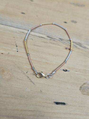 925 Tri-color Italy Sterling Silver Bracelet R677 - Picture 2 of 5