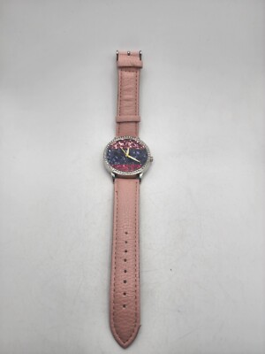 Strada Women's Crystal Blue Pink Dial Pink Leather Strap Watch DOES NOT WORK