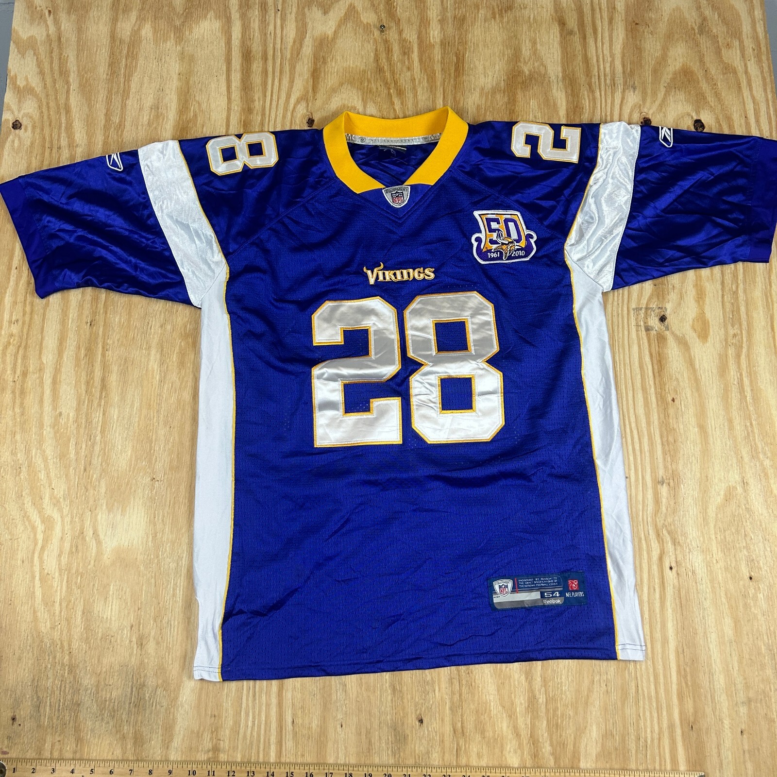 VTG Reebok Authentic NFL Minnesota Vikings #28 Mens 54 Violet Jersey Y2K Era