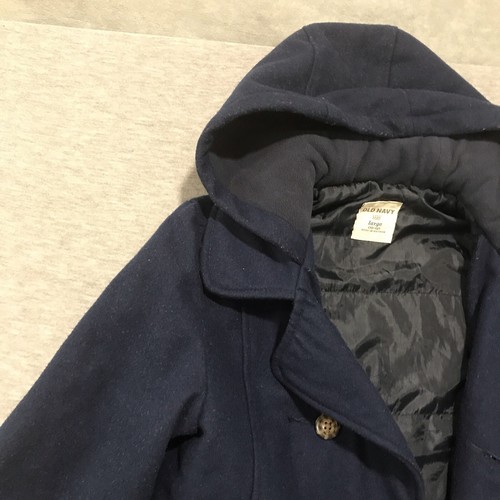 Old Navy Pea Coat With Hood - Dark Blue - Size Large Kids 10-12 - Picture 9 of 20