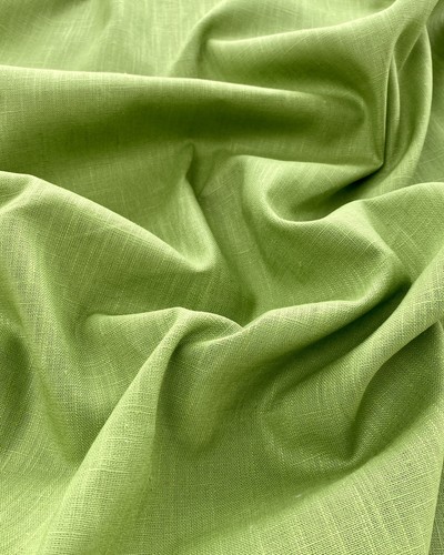 Minerva Textured 100% Ramie Linen Fabric Light Olive - per metre - Picture 5 of 6