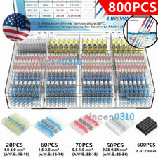 800PCS Waterproof Heat Shrink Butt Terminals Solder Seal Sleeve Wire Connectors