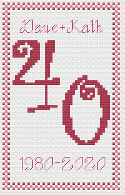 RUBY WEDDING numero CROSS STITCH CARD KIT DA florashell
