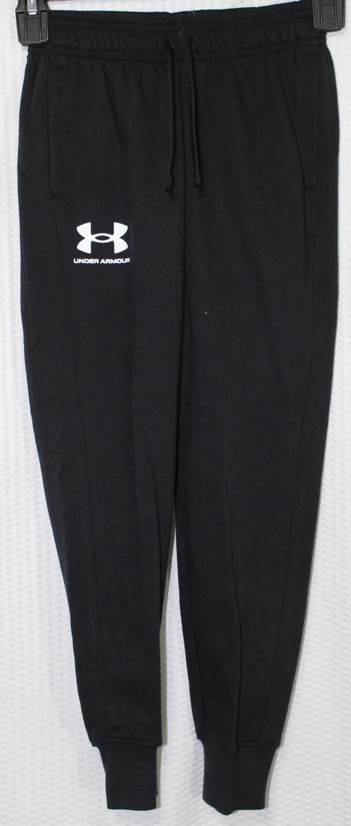 UNDER ARMOUR UA RIVAL FLEECE JOGGERS, BLACK, BOYS SIZE XS, 1358126 001