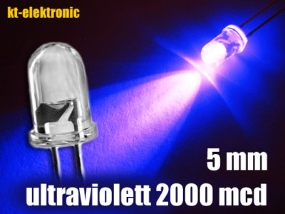 50 Stück LED 5mm UV ultraviolett ultrahell