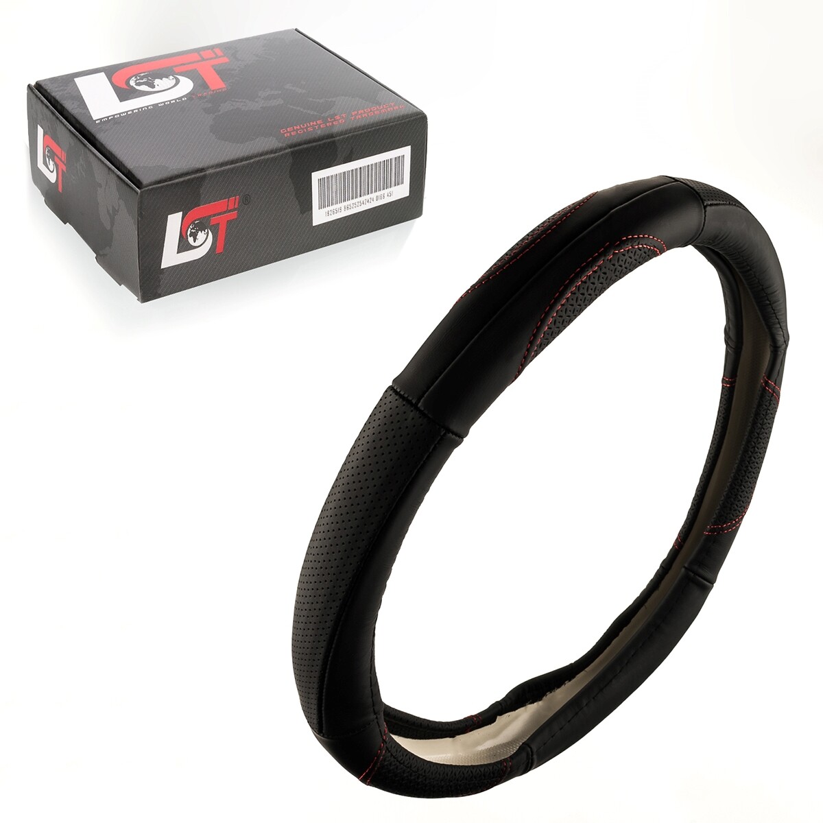 Steering Wheel Cover Ø 38x9cm Black Red for Series BMW 5er 6er