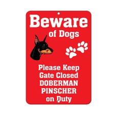 DOBERMAN PINSCHER DOG Beware of Fun Novelty METAL Sign