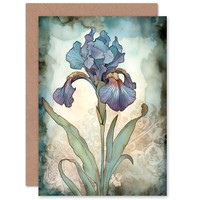 Einzelne Iris Blume Aquarell Frau Geburtstagskarte