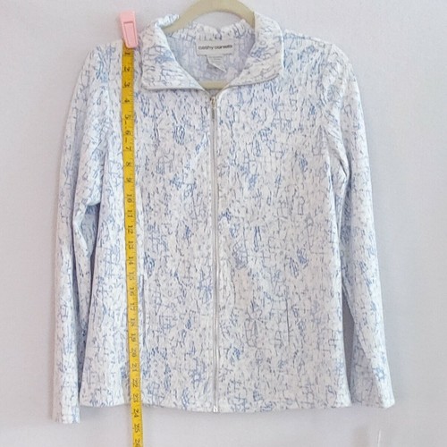 Cathy Daniels White Blue Zip Front Lace Blazer Jacket Blue Horizon Size S NWT - Picture 3 of 12