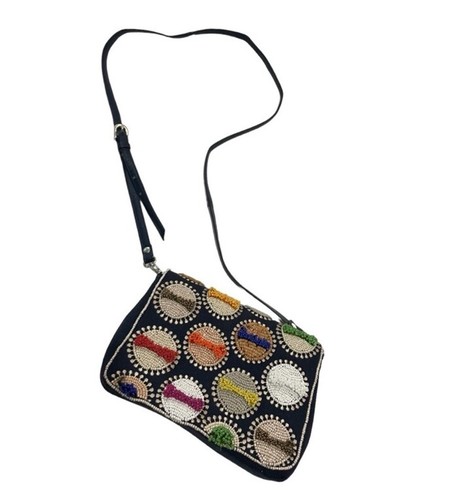 Multi-Bead Crossbody Bag flap closure boho hippie indie - Picture 5 of 16