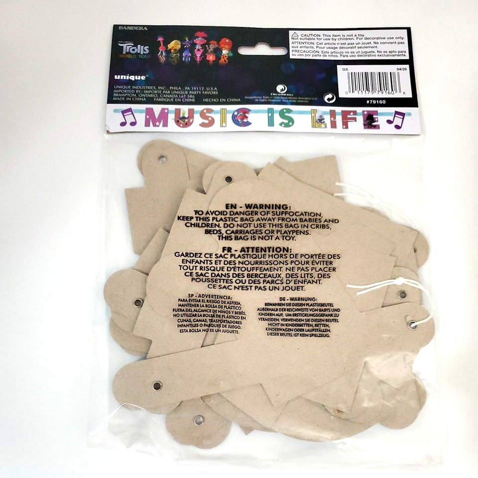 BANNER DE FIESTA TROLLS World Tour (5 pies) ~ suministros de fiesta de cumpleaños para niñas NUEVO Foto 2 de 2