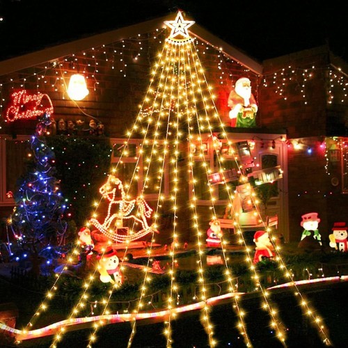 350 LED Waterfall String Light Christmas Xmas Tree Hanging Topper Star 3.5m US - Picture 10 of 12