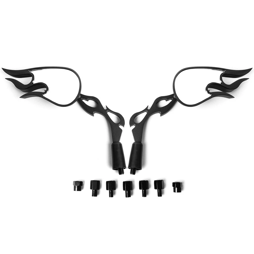 Espejos retrovisores personalizados Black Flame compatibles con Harley Motorcycle Cruiser Foto 2 de 3