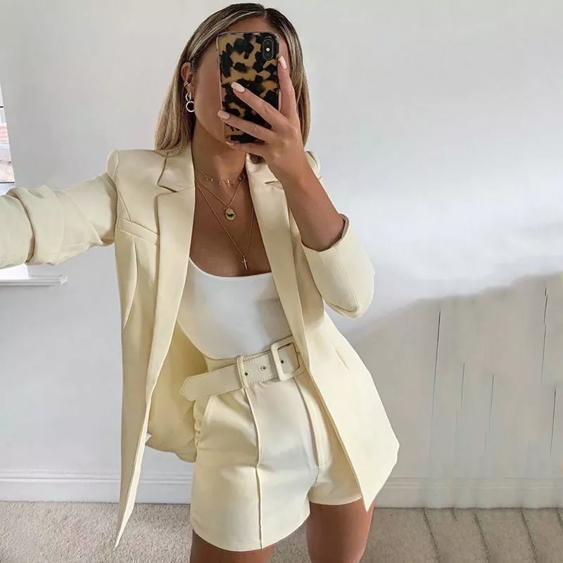 Dtydtpe tank top for women 2 Piece Outfits For Blazer With Shorts Casual  Elegant Business Suit Sets womens tops