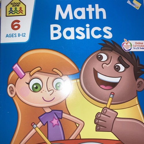 School Zone - Math Basics 6 Workbook - 64 Pages Ages 11 to 12 6th Grade Power... - Picture 1 of 3