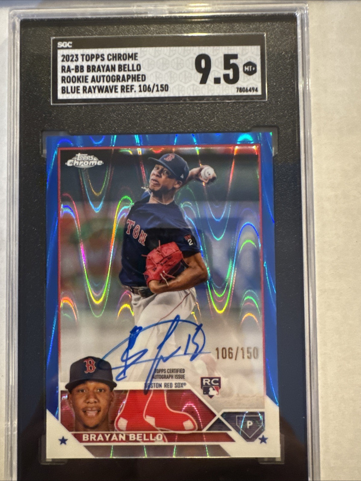 2023 Topps Chrome Rookie Auto Brayan Bello #RA-BB Blue RayWave Refractor /150
