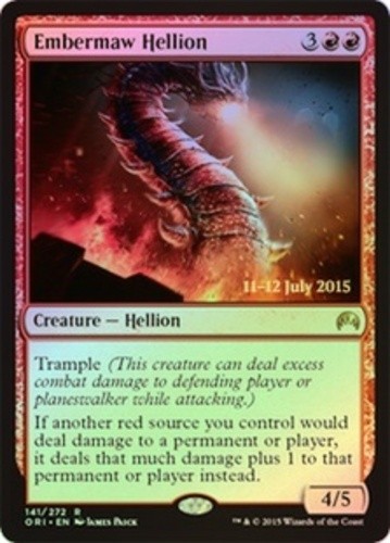 Slightly Played, English - 1 x MTG Embermaw Hellion - Prerelease Foil Promotiona