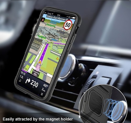 Noir Étui Robuste + Clip Ceinture + Magnétique Voiture Monture pour Apple IPHONE - Photo 8 sur 11