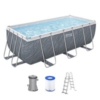 Bestway 412X201X122 Cm Pool Frame Metal Rechteckpool Marmoroptik Steel Pro Max