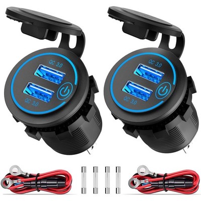 2X 36W Quick Charge 3.0 USB Steckdose 12V/24V Auto mit Schalter QC 3.0 KFZ