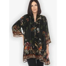 Citron Silk Blend Baroque Garden Velvet Kimono Jacket Womens Size 2X New Black