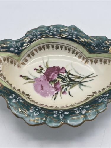 Lefton China Hand Painted Floral Handled Serving Bowl Candy Dish Vintage - Picture 3 of 10
