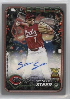 2024 Topps Holiday Mega Box Glitter 12/25 Spencer Steer #HAC-SS Auto 4at