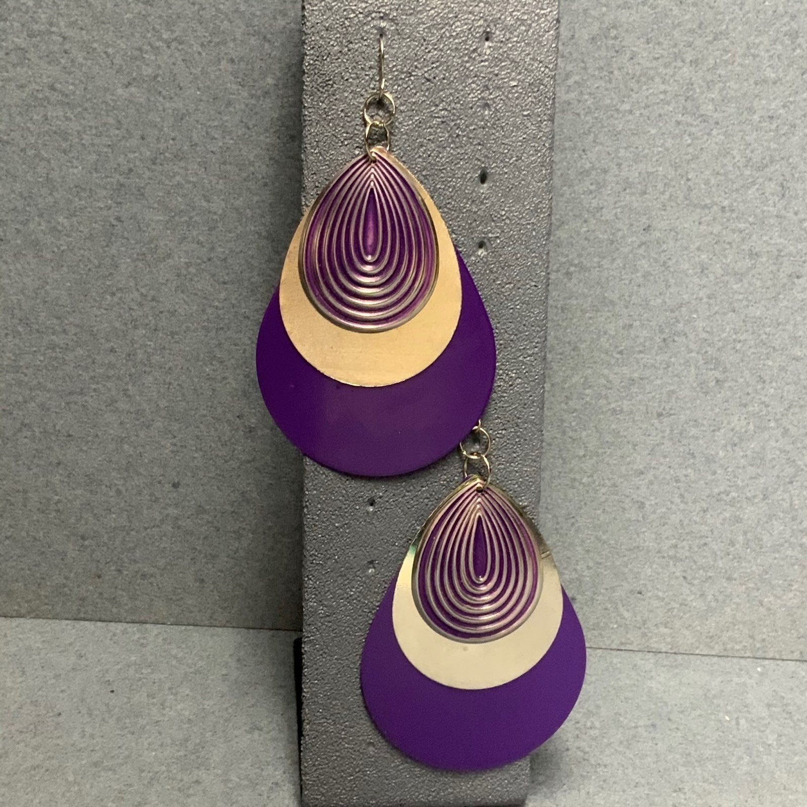 Statement Layered Teardrop Dangle Earrings 3.5 In… - image 1