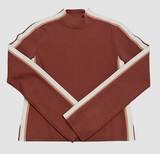 Veronica Beard Retha Sweater Women s Terracotta Mock Neck Side Stripe Size XS