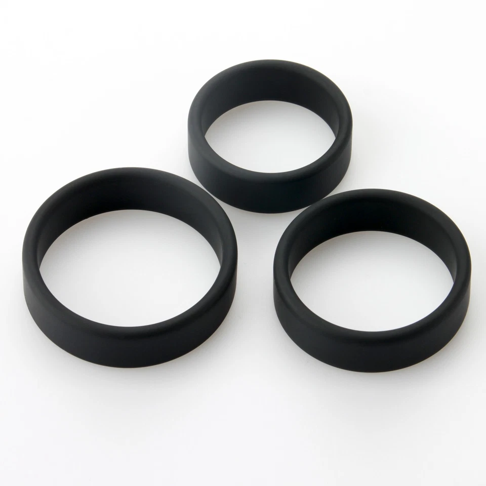 Paquete de 3 anillos para pene LeLuv banda plana juguetes sexuales para hombres Foto 4 de 4