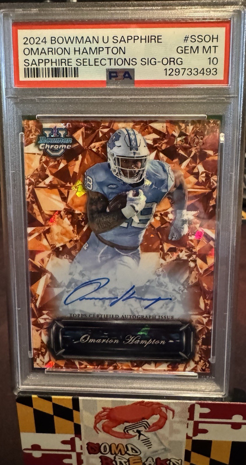 2024 Bowman U Chrome Sapphire Omarion Hampton 15/25 AUTO PSA-10 ON CARD AUTO