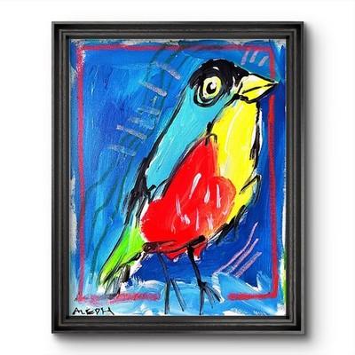 Aleph Original Textured Animal 11x14 Bird Acrylic Canvas Wall Art Home Decor