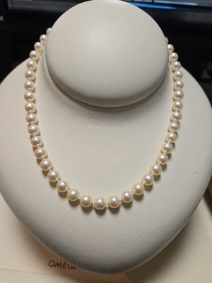 South Sea Pearl Necklace,  7.5mm, Excellent Quality, 14k Yellow Gold Clasp , 16''