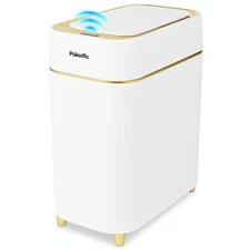 Pukomc 2.3 Gallon / 9L Automatic Adsorption Sensor Trash Can White Gold Motio...