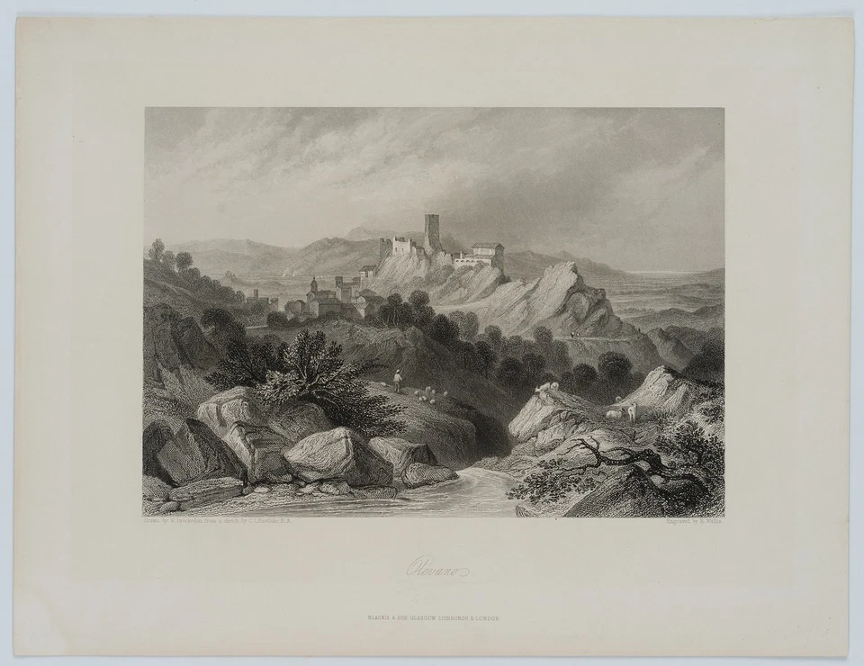 WALLIS (*1794) nach EASTLAKE (*1793), Ansicht von Olevano, Sst. Romantik - Bild 2 von 4