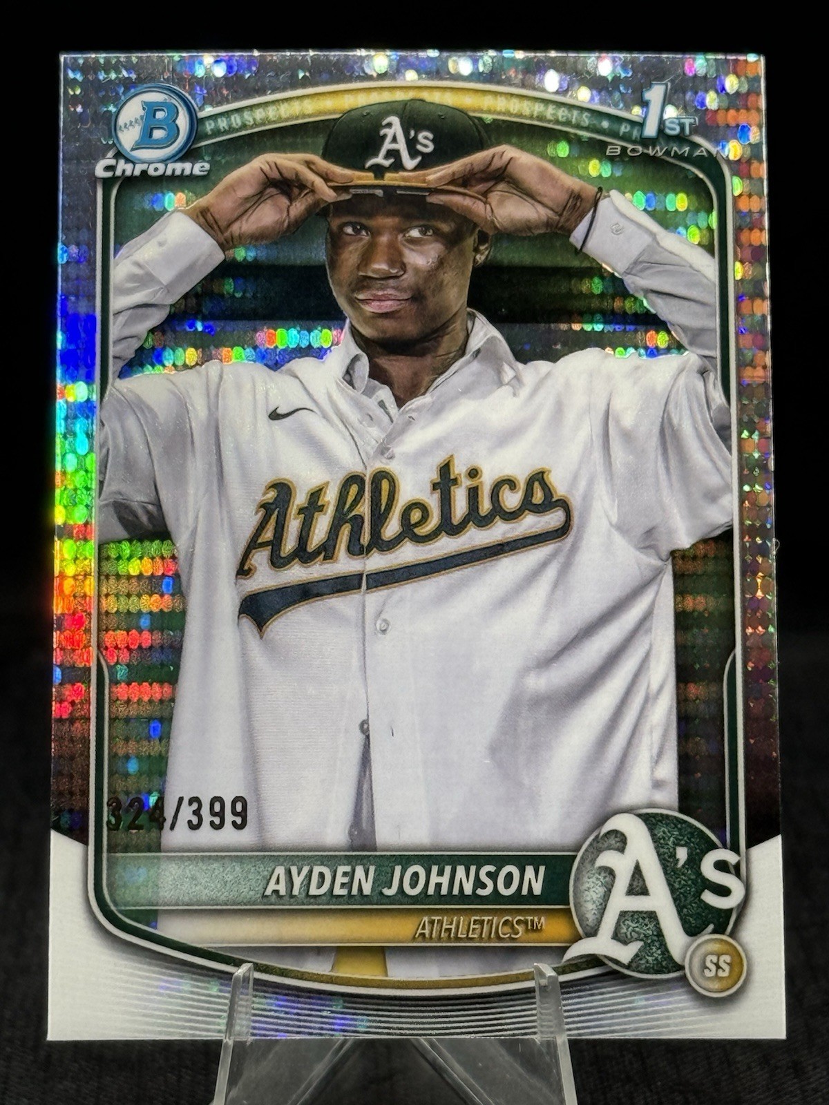 2025 Bowman Chrome Pulsar Refractor #BCP-197 Ayden Johnson 1st /399 Athletics