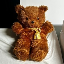 VTG 30  Plush Carnival Teddy Bear Stuffed Animal Brown Bow 1950-60s Best Toy Mfg