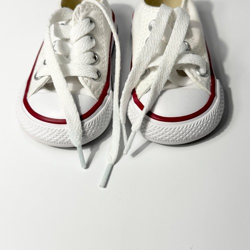 Converse Baby Sneaker Shoes Size 2 White Red Canvas All Star Low Top Lace Up - Picture 9 of 10