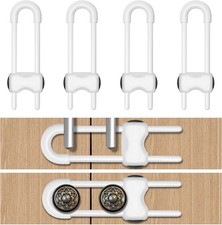 Cabinet Locks for Babies 4 Pack U-Shaped Child Safety White