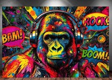 LEINWAND BILD ER XXL ABSTRAKT AFFE GORILLA BUNT GRAFFITI WAND POSTER P1698